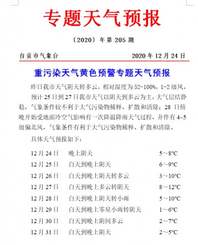 自贡发布重污染天气黄色预警专题天气预报，跨年夜只有2度！-1.jpg