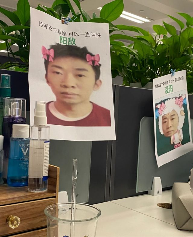 办公室现状，大家都开始贴“阳敌”，关键没一个人戴口罩，整这个玩意有啥用？ [-1.jpg