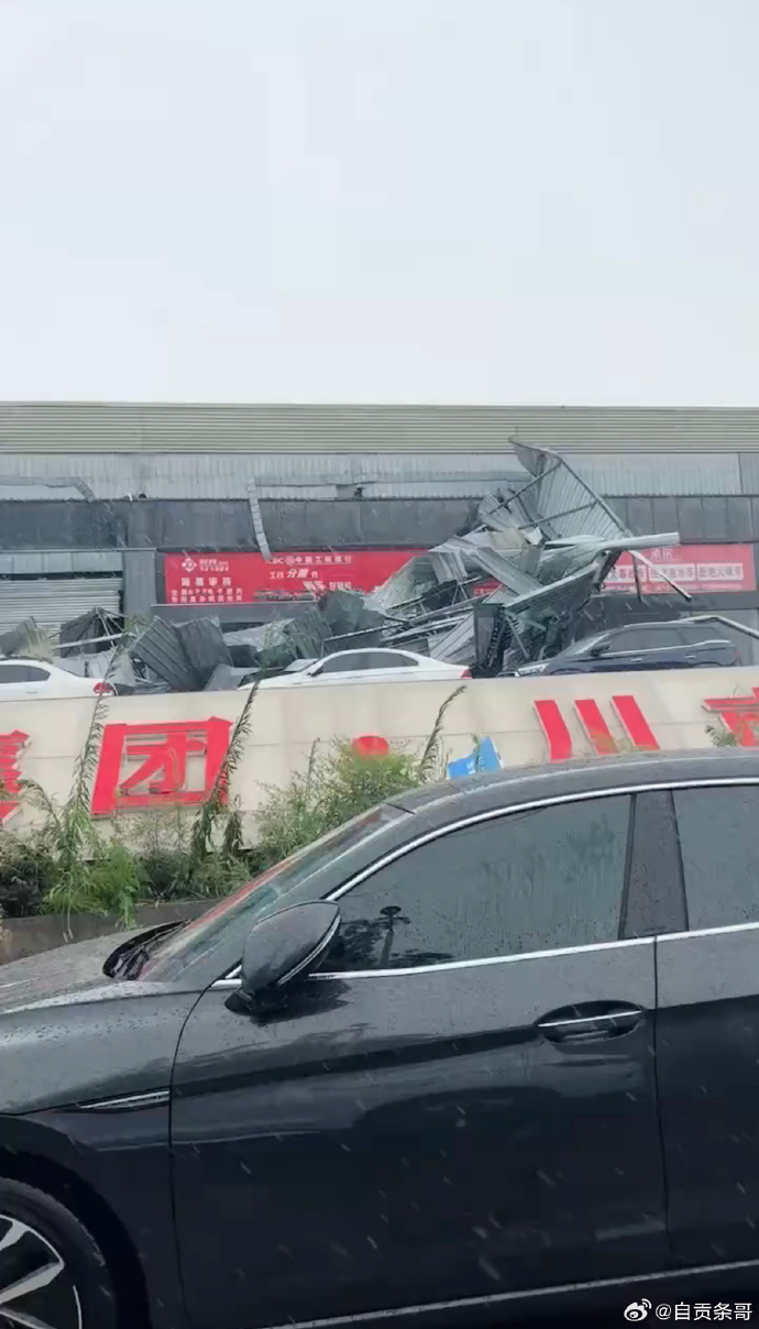 大风之后，贡井南环路一二手车市场受损严重，雨棚被吹塌，多车受损。  ​​​-3.jpg