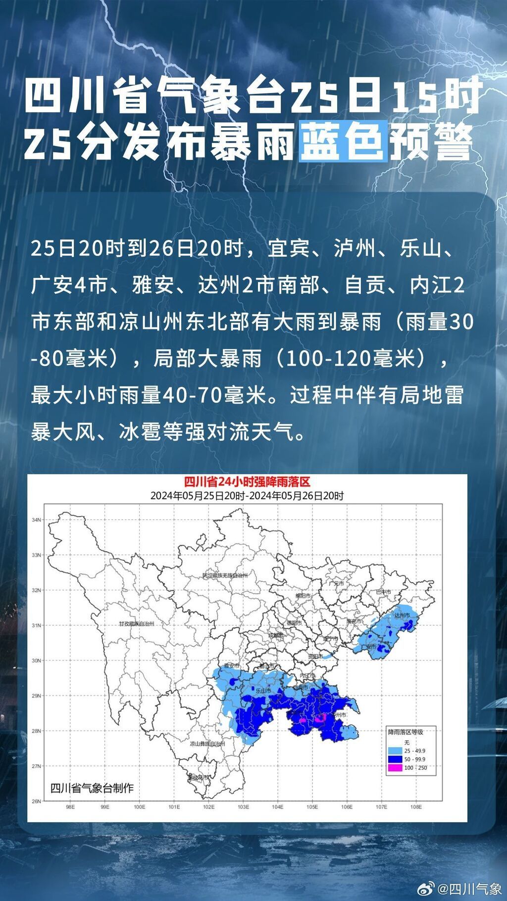 四川发布暴雨蓝色预警 这些地方有大雨到暴雨，局部大暴雨-1.jpg