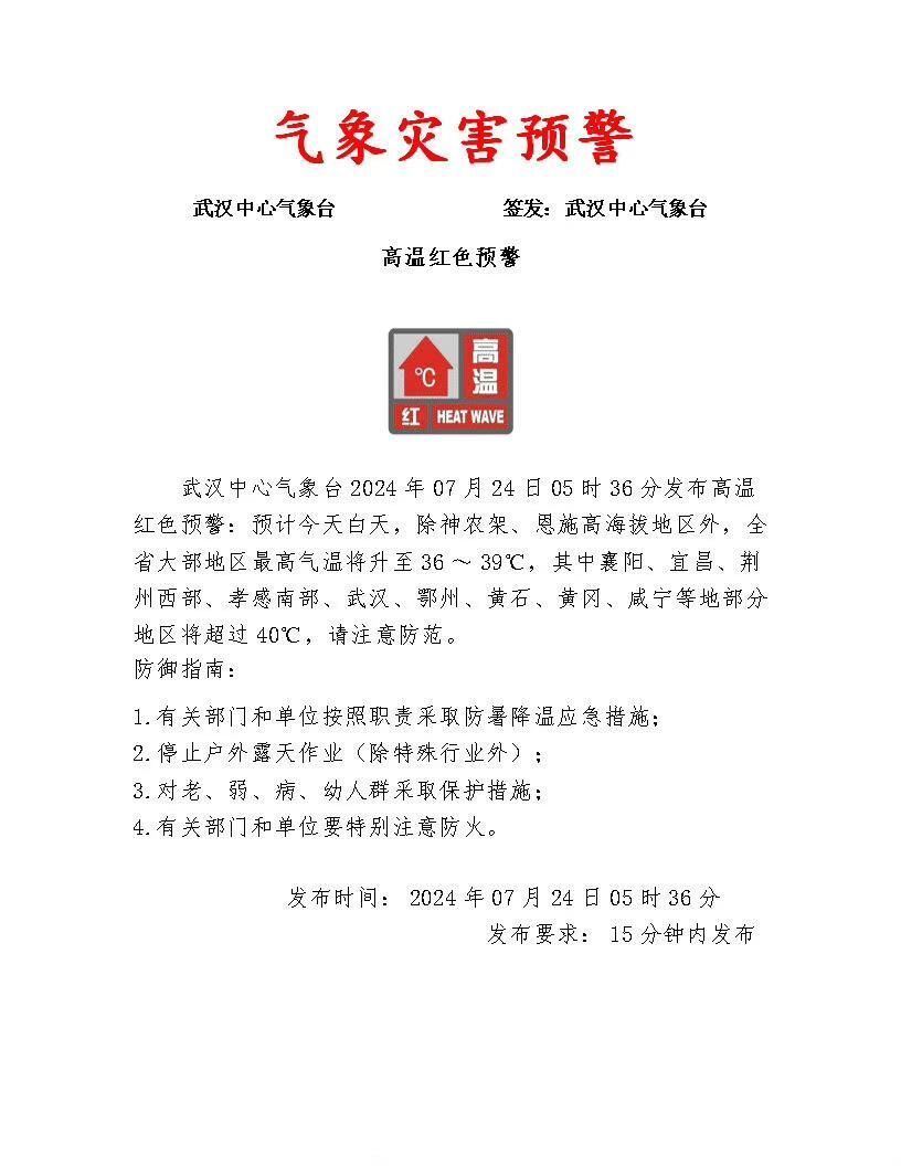 湖北发布高温红色预警 部分地区将超40℃-1.jpg
