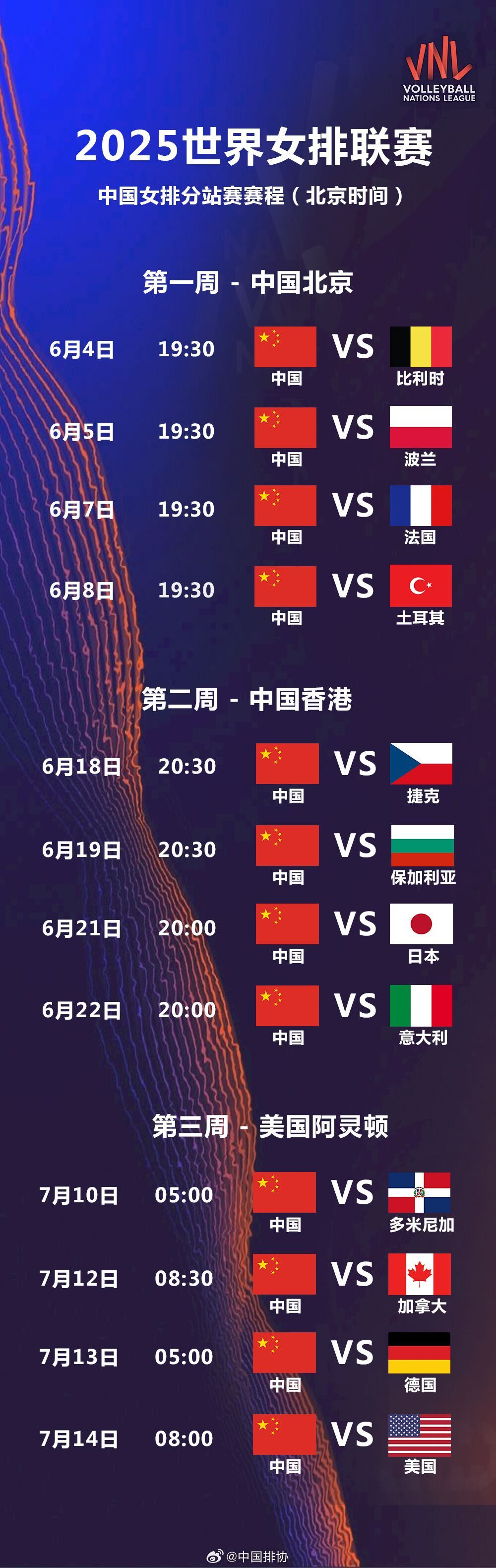 2025年世界女排联赛赛程公布 中国女排首周主场迎战土耳其-2.jpg