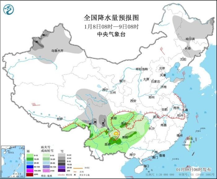 冷空气继续影响我国大部地区 西南地区和江南西部等地有雨雪天气-2.jpg