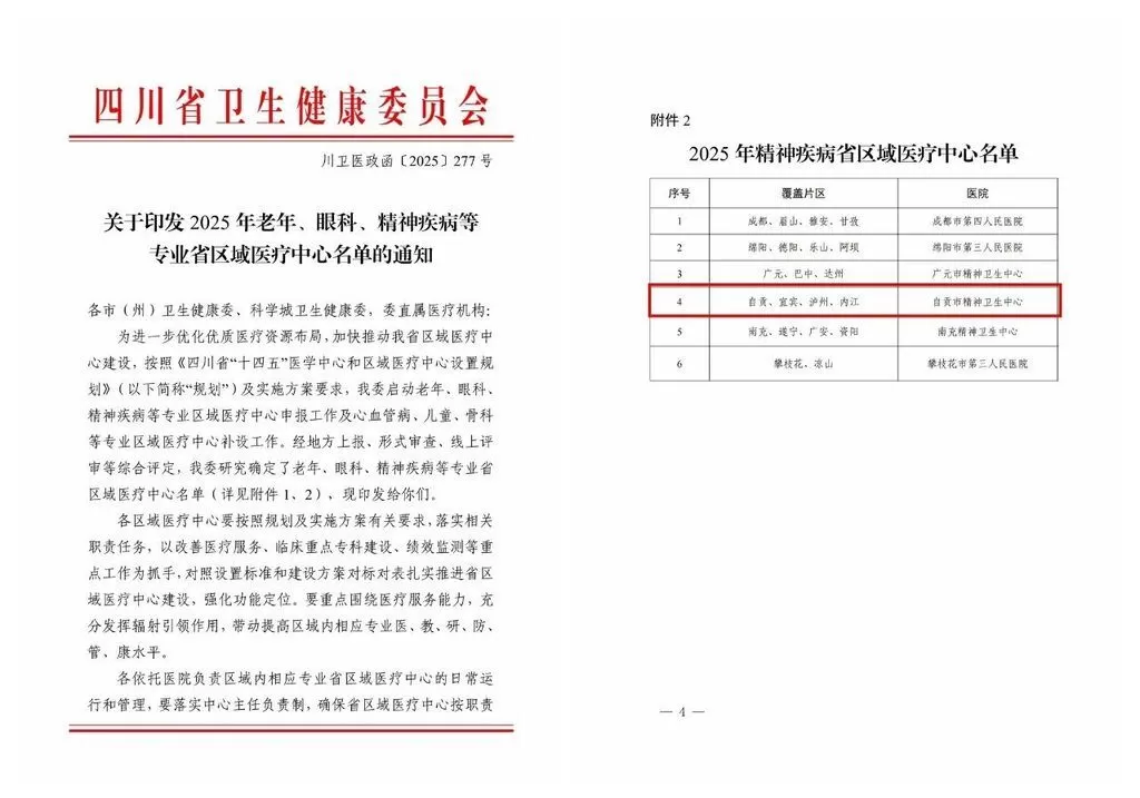 自贡市精神卫生中心获评精神疾病四川省区域医疗中心-1.webp